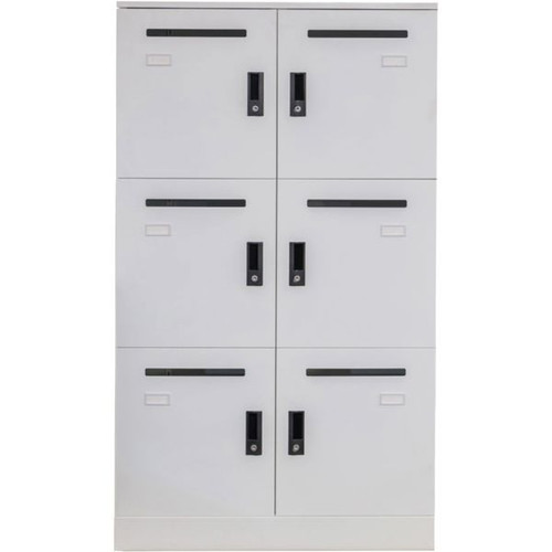 Go Steel Office Locker 6 Compartments H1345xW800xD486mm With Mail Slot and Shelf White