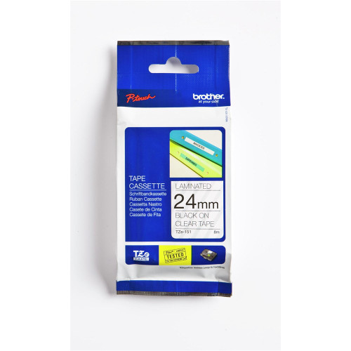 BROTHER TZE-151 PTOUCH TAPE 24mm x 8mtr Black On Clear