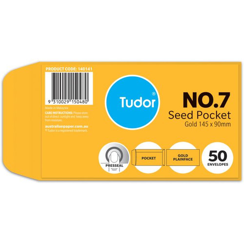 Tudor Plain Envelope Seed Pocket No7 Press Seal Gold Pack Of 50