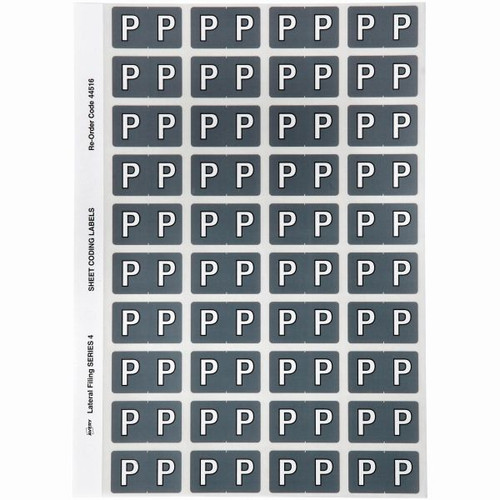 Avery Alphabet Coding Label P Side Tab 25x42mm Grey Pack of 240