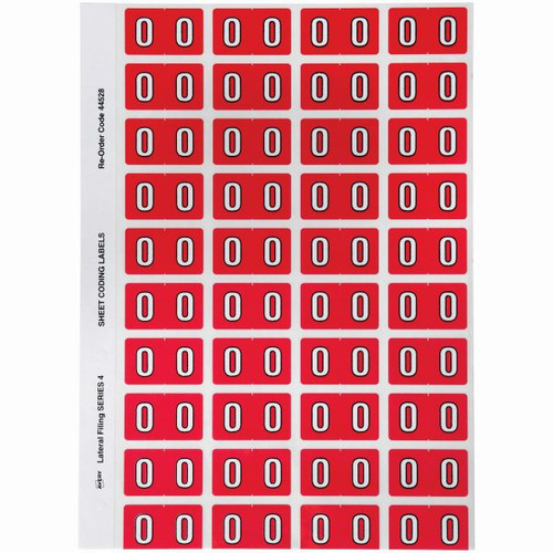 Avery Numeric Coding Label 0 Side Tab 25x42mm Red Pack of 240