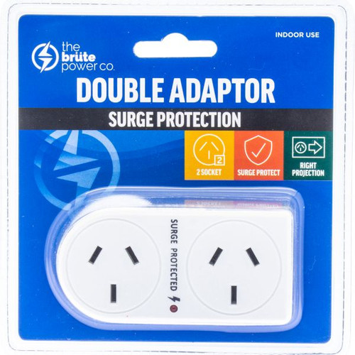 THE BRUTE POWER CO. DOUBLE ADAPTOR Flat Right & Surge Protection