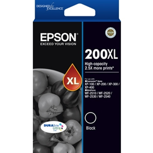 EPSON 200XL ORIGINAL BLACK HIGH YIELD INK CARTRIDGE Suits XP100 / 200 / XP300 / XP400 / WF2510 / WF2520 / WF2530 / WF2540