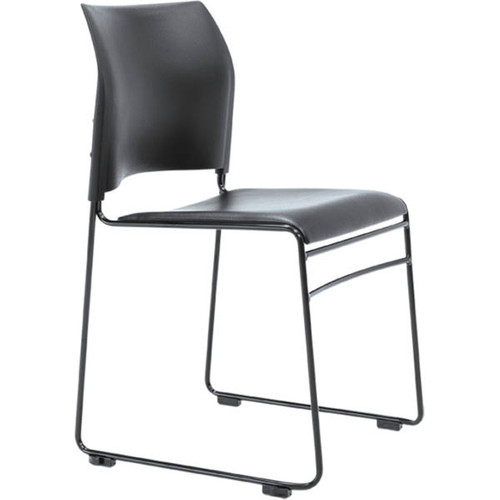BURO MAXIM BLACK VINYL VISITOR CHAIR Hospitality/Educational Chair Stackable Linkable Black Frame