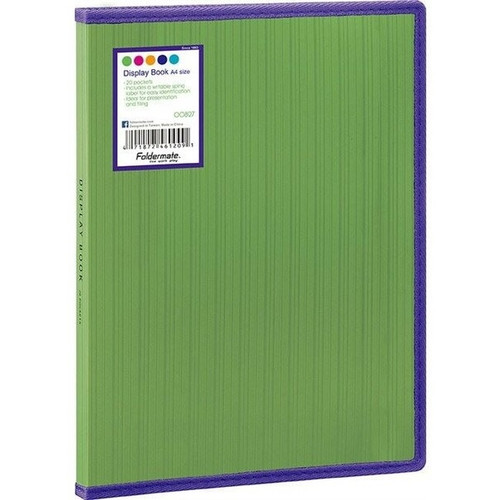 FOLDERMATE DISPLAY BOOK FIXED BARKODE+ PP A4 20 POCKETS GREEN
