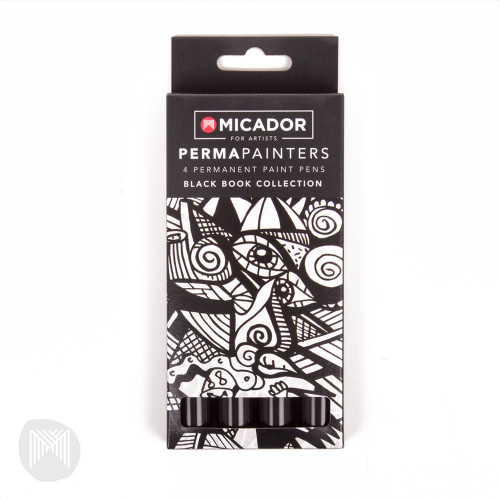 PERMAPAINTERS - BLACK, PACK 4  MICADOR FOR ARTISTS