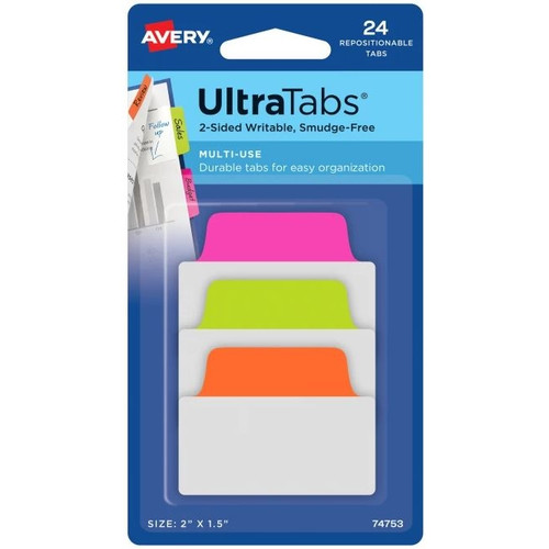 AVERY 74753 MULTIUSE TABS A-Z 50.8 X 38MM NEON PACK 24
