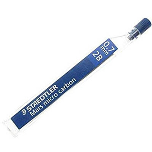 STAEDTLER 250 MARS MICRO CARBON MECHANICAL PENCIL LEAD REFILL 2B 0.7MM TUBE 12