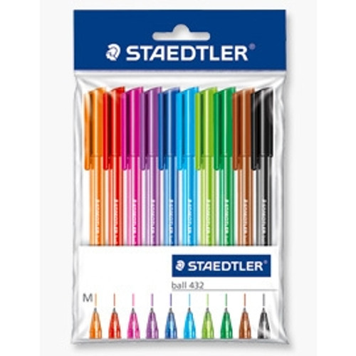 STAEDTLER 432 STICK ICE PENS WALLET OF 10 ASSORTED