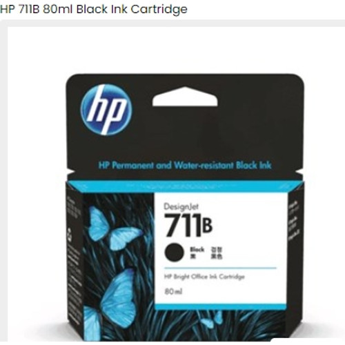 HP 711B ORIGINAL 80-ML BLACK INK CARTRIDGE ( HP3WX01A ) Suits DesignJet T120 / T520-9 (Replacing HPCZ133A)