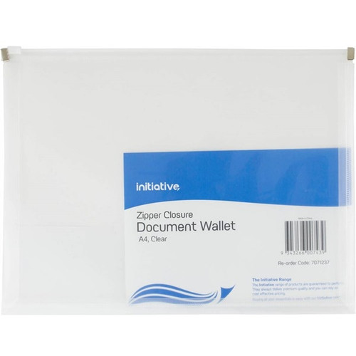 INITIATIVE DOCUMENT WALLET WITH ZIPPER A4 CLEAR