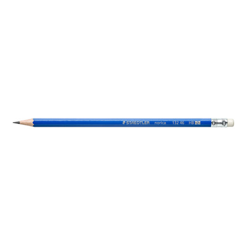 STAEDTLER 132 NORICA PENCIL with ERASER TIP, GRAPHITE HB BX12