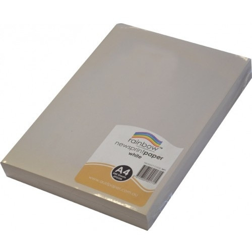 RAINBOW NEWSPRINT PAPER 49GSM A4 WHITE PK500