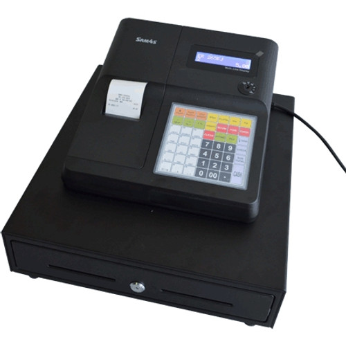 SAM4S ER-265EJ Thermal Single Station Cash Register with Flat Keyboard with Small Drawer with Media Slots 325 x 420 x 227 mm