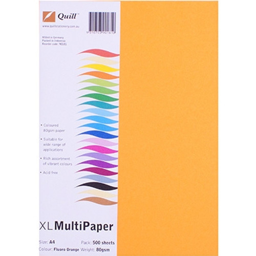 QUILL XL MULTIOFFICE PAPER A4 80gsm Fluoro Orange