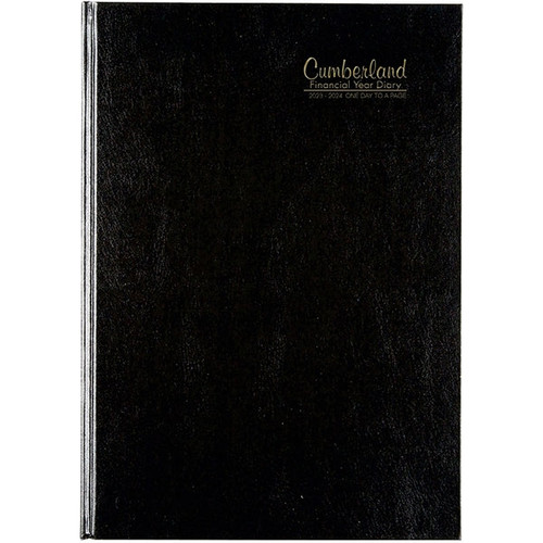 CUMBERLAND FINANCIAL YR DIARY Casebound A4 Day to Page Black (2024-2025)