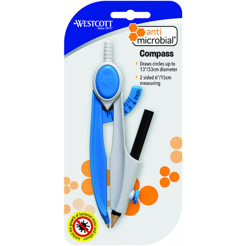 Westcott Plastic Student Compass Blue With Anti-Microbial