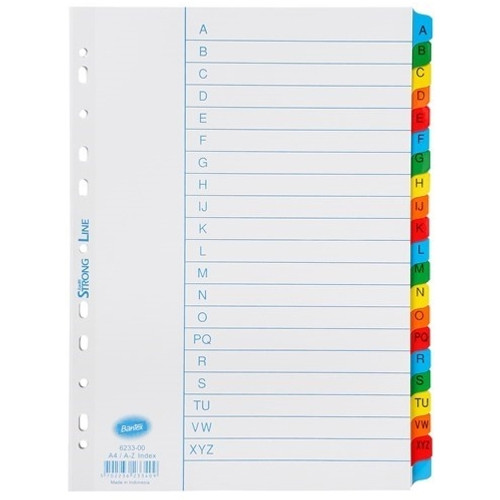 Bantex Indices A - Z Tab Mylar Coloured Customizable A4 Tabs (6233)