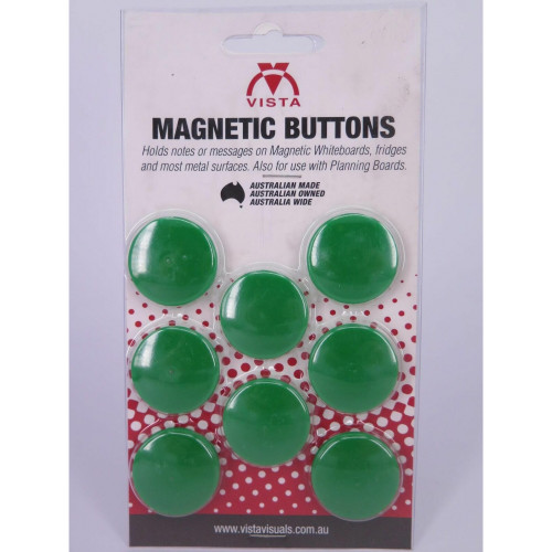 MAGNETIC BUTTON 30MM GREEN PACK OF 8