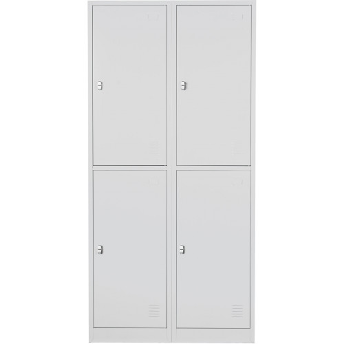 Metal Storage Locker 4 Door Bank of 2 Light Grey (Flat Packed)