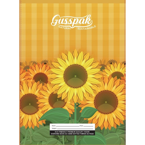 Gusspak Premium Exercise Book A4 14mm Dotted Thirds 96 Page with Red Margin FSC 70gsm