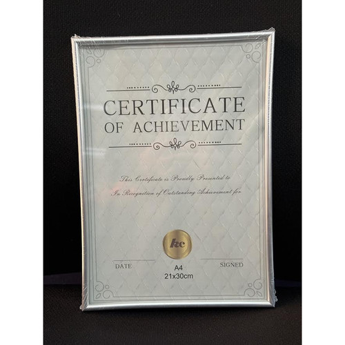 A4 CERTIFICATE FRAME 21 X 29.7 CM SILVER