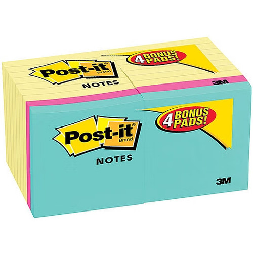 POST-IT 654-14-4B ORIGINAL NOTES 76 X 76MM YELLOW PACK 14 PLUS 4 BONUS BRIGHT PADS 70005249258 (18 PADS)