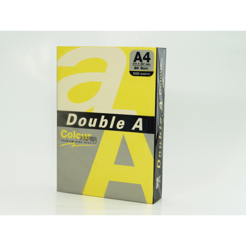 Double A Colour Paper Deep 80gsm A4	Lemon Tera Yellow Mustard 500 Sheet