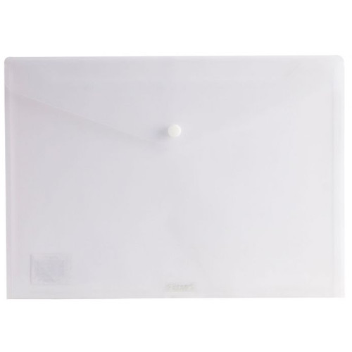 Osmer Plastic Document Wallet with Button Closure A4, Clear Pack of 10