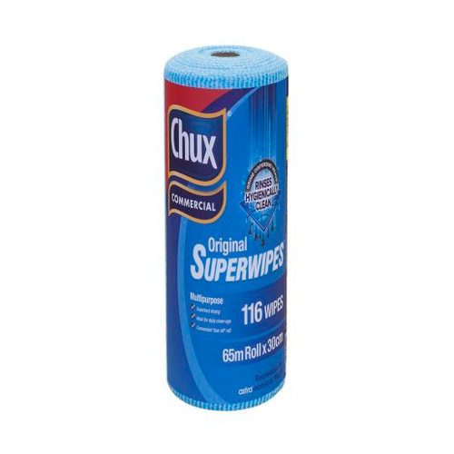 CHUX SUPERWIPES ECONOMY ROLL BLUE 30CM X 65CM 65M