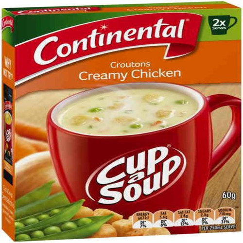 CONTINENTAL CROUTONS CREAMY CHICKEN CUP-A-SOUP 2 SERVES 60GM