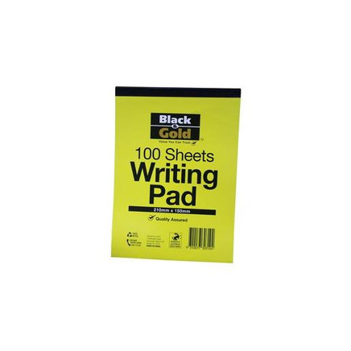 BLACK & GOLD WRITING PAD A5 21MM X 15MM 100 SHEETS (EACH)