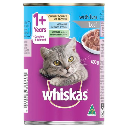 WHISKAS 1+ YEARS TUNA LOAF CAN 400GM