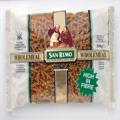 SAN REMO WHOLEMEAL SPIRALS 500GM