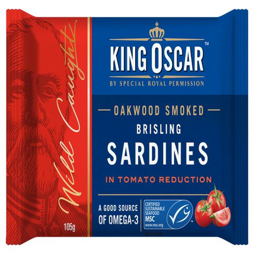 KING OSCAR BRISLING SARDINES IN TOMATO SAUCE 105GM