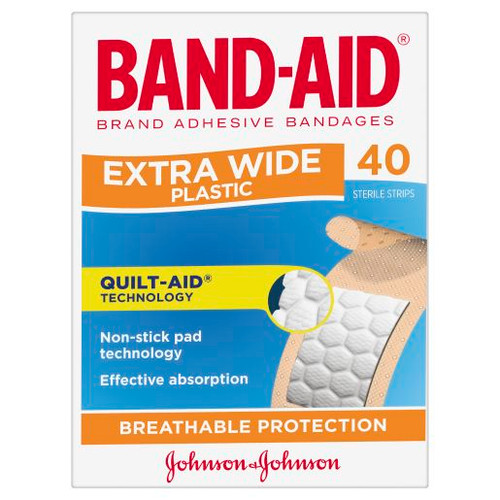 BANDAID PLASTIC STRIPS EXTRA WIDE 40S