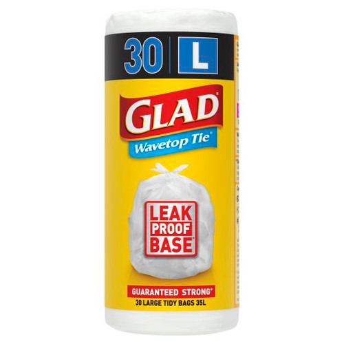 GLAD WAVETOP TIE KITCHEN TIDY BAGS LARGE 30S