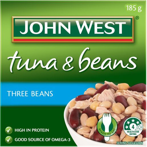 JOHN WEST THREE BEANS TUNA & BEANS 185GM