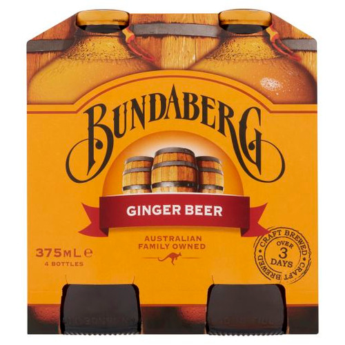 BUNDABERG GINGER BEER 4 PACK 4X375ML