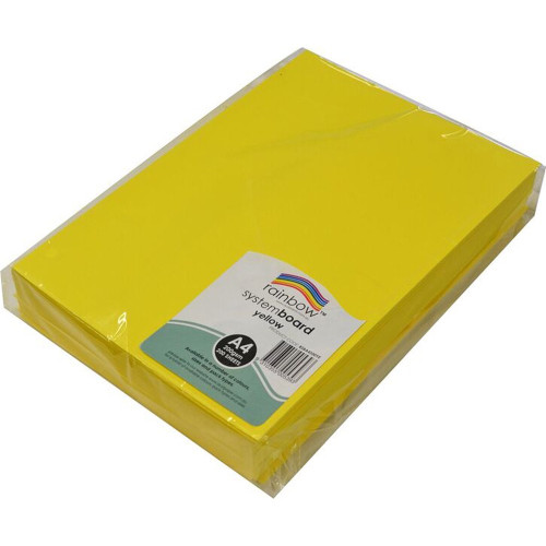 RAINBOW SYSTEM BOARD 200GSM A4 Yellow Pack of 200