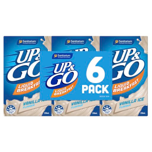SANITARIUM VANILLA ICE UP&GO LIQUID BREAKFAST 6X250ML