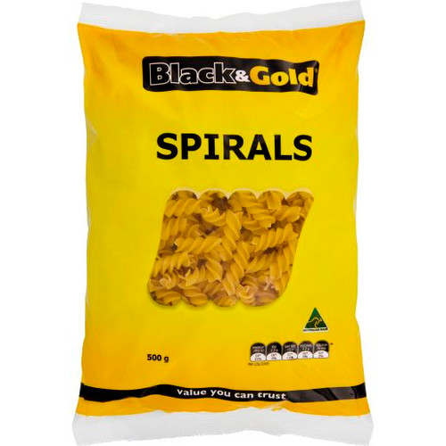 BLACK & GOLD SPIRALS PASTA 500GM (Carton of 12)