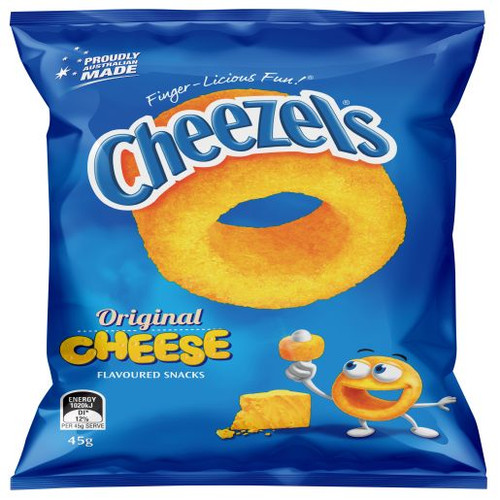 CHEEZELS CHEESE SNACKS 45GM (Carton of 18)