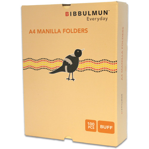 BIBBULMUN MANILLA FOLDER A4 Buff Pack of 100