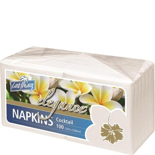 CAST AWAY NAPKIN ELEGANCE COCKTAIL WHITE (CA-NAPECKT) 100S (Carton of 10)