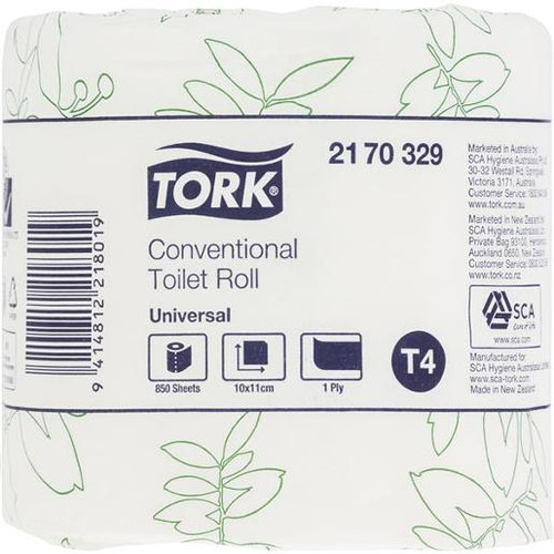TORK CONVENTIONAL TOILET ROLL 1PLY 850SH (Carton of 48)