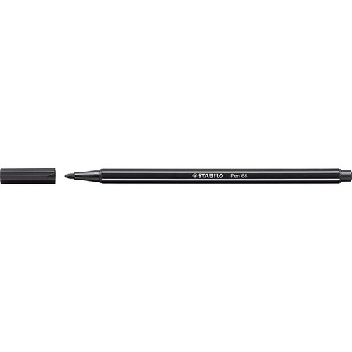 STABILO PEN 68 FIBRE TIP PEN BLACK (BOX OF 10)