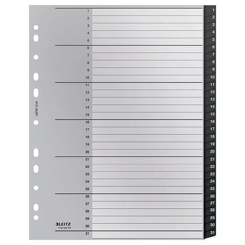 LEITZ RECYCLE INDICES & DIVIDERS 1-31 TAB PP A4 BLACK