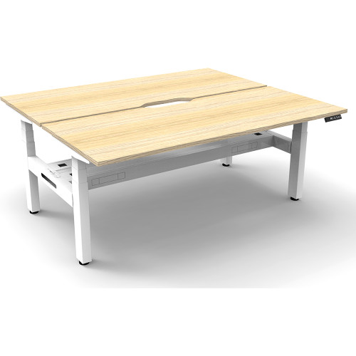 Rapidline BOOST+ Back To Back Workstation + Cable Tray 2 Person 1800mmW Oak/White