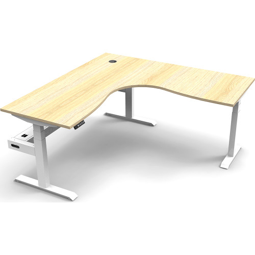 Rapidline Boost+ Corner Workstation + Tray 1800/1800W x 750D x 1270mmH Oak / White